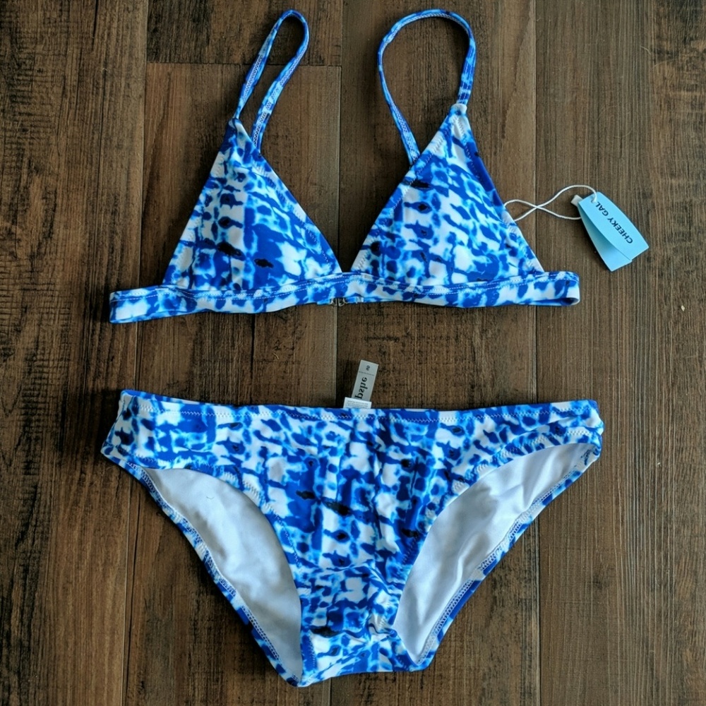NWT White and electric blue bikini